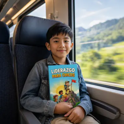 Ezequiel, de Vancouver, Canadá, en el tren con Liderazgo para Chicos